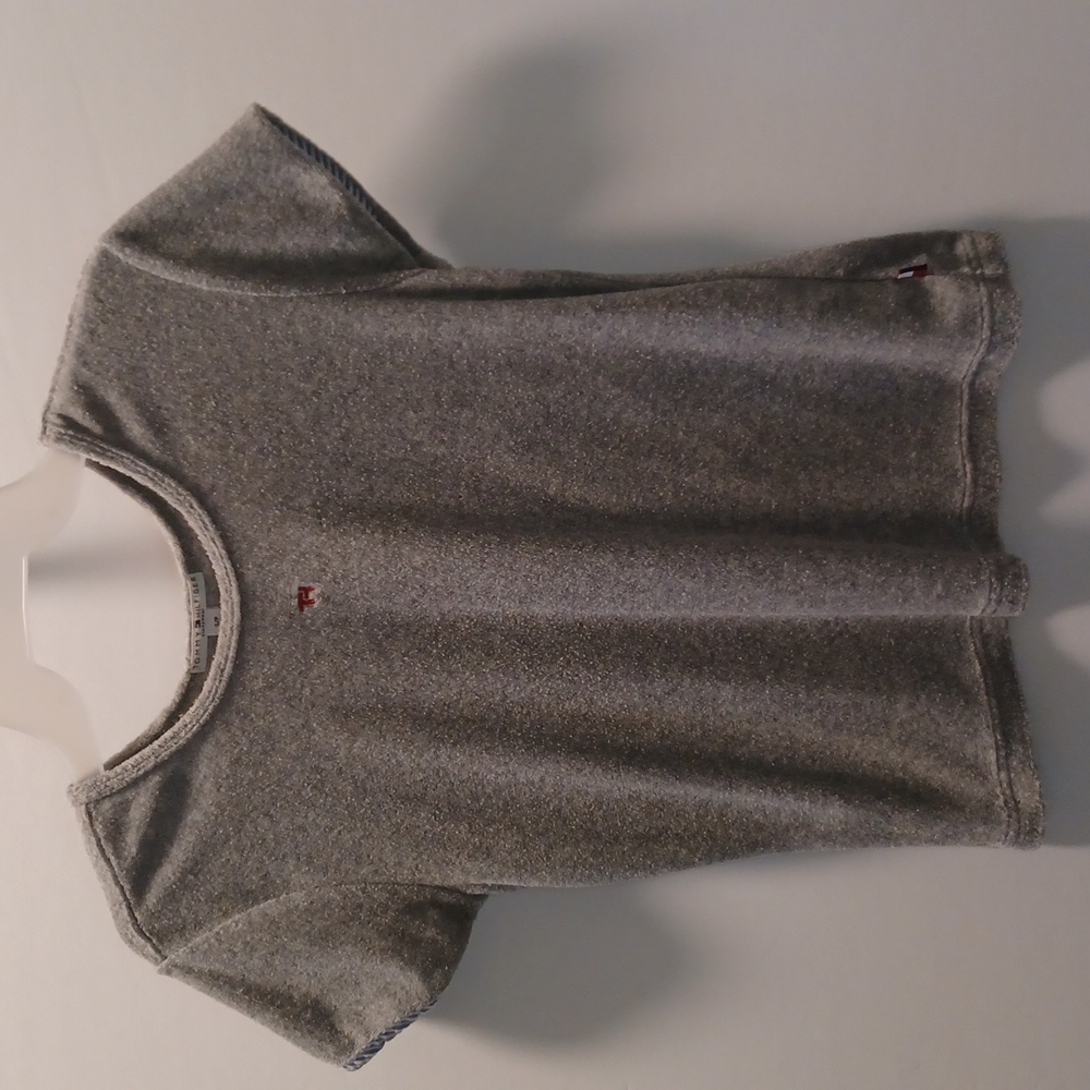 Tommy Hilfiger sleepwear top grey (gray) size s/p fuzzy and warm short sleeves